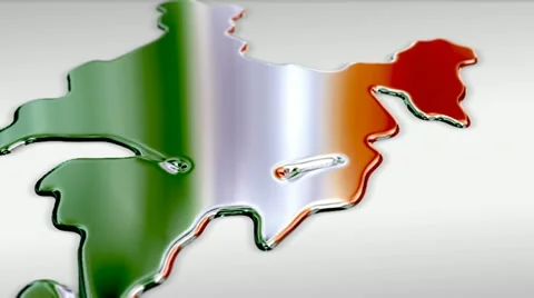 India liquid map, reflective flag Video stock 12849492