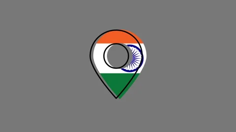 India location pointer bouncing animation on gray background Stock Footage 314743713