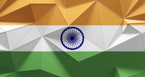 India low poly design flag background Иллюстрация