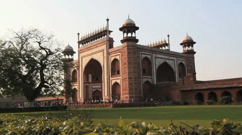 India Main gate to the Taj Mahal Stock Footage 24653576