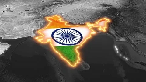 India Map: 3D Animated Globe with Glowing Borders and Indian Flag Stock Footage 340502021