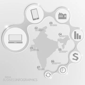 India Map and Elements Infographic. Vector illustration Stock Illustration