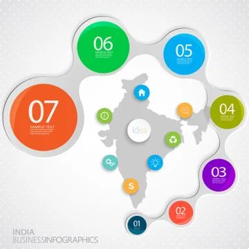 India Map and Elements Infographic. Vector illustration Stock Illustration