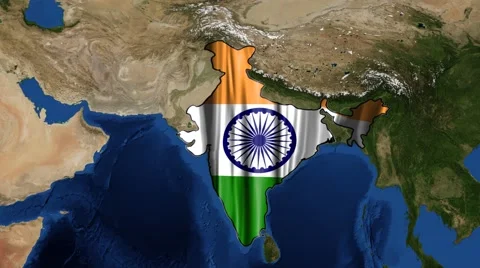 India map and flag from space zoom Stock Footage 43914233