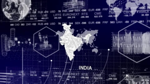 India Map Animation Loop | Growth, GDP, Oil Economy &amp; Development Insights Stock Footage 331572047