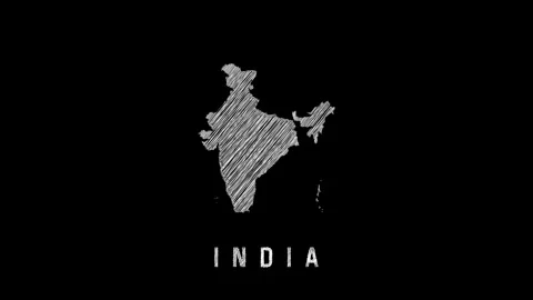 India map appearing with pencil scribble effect on black background Stock Footage 313933375