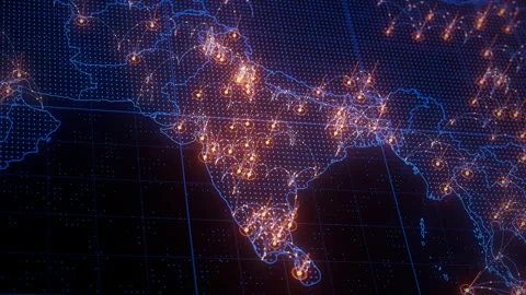India map big data visualization. Futuristic digital map infographic of Asia Stock Footage 335376722