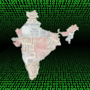India map on binary code 스톡 일러스트