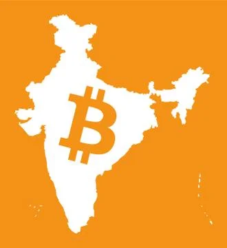 India map with bitcoin crypto currency symbol illustration Ilustração Stock
