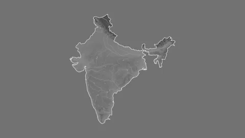 India map - cartoon. Border. Grayscale. | Stock Video | Pond5