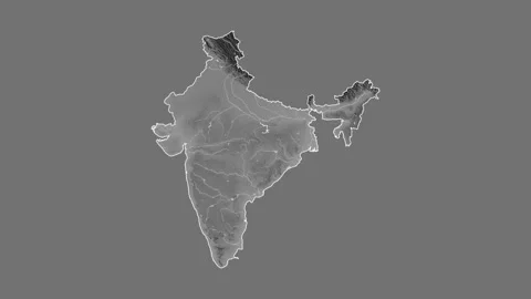 India map - cartoon. Regions. Grayscale. | Stock Video | Pond5