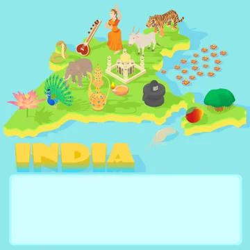 India map, cartoon style Stock Illustration