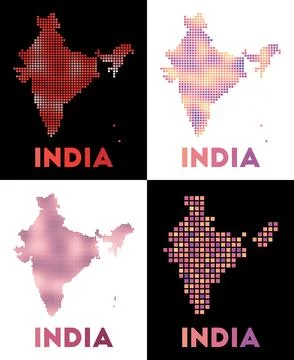 India map. Collection of map of India in dotted style. Borders of the count.. Stock Illustration