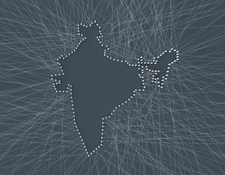 India map composed of lines, technology network communication Stock Illustration