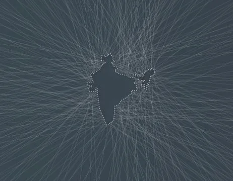 India map composed of lines, technology network communication Stock Illustration