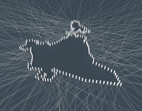 India map composed of lines, technology network communication Stock Illustration