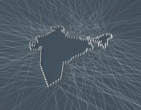 India map composed of lines, technology network communication Stock Illustration