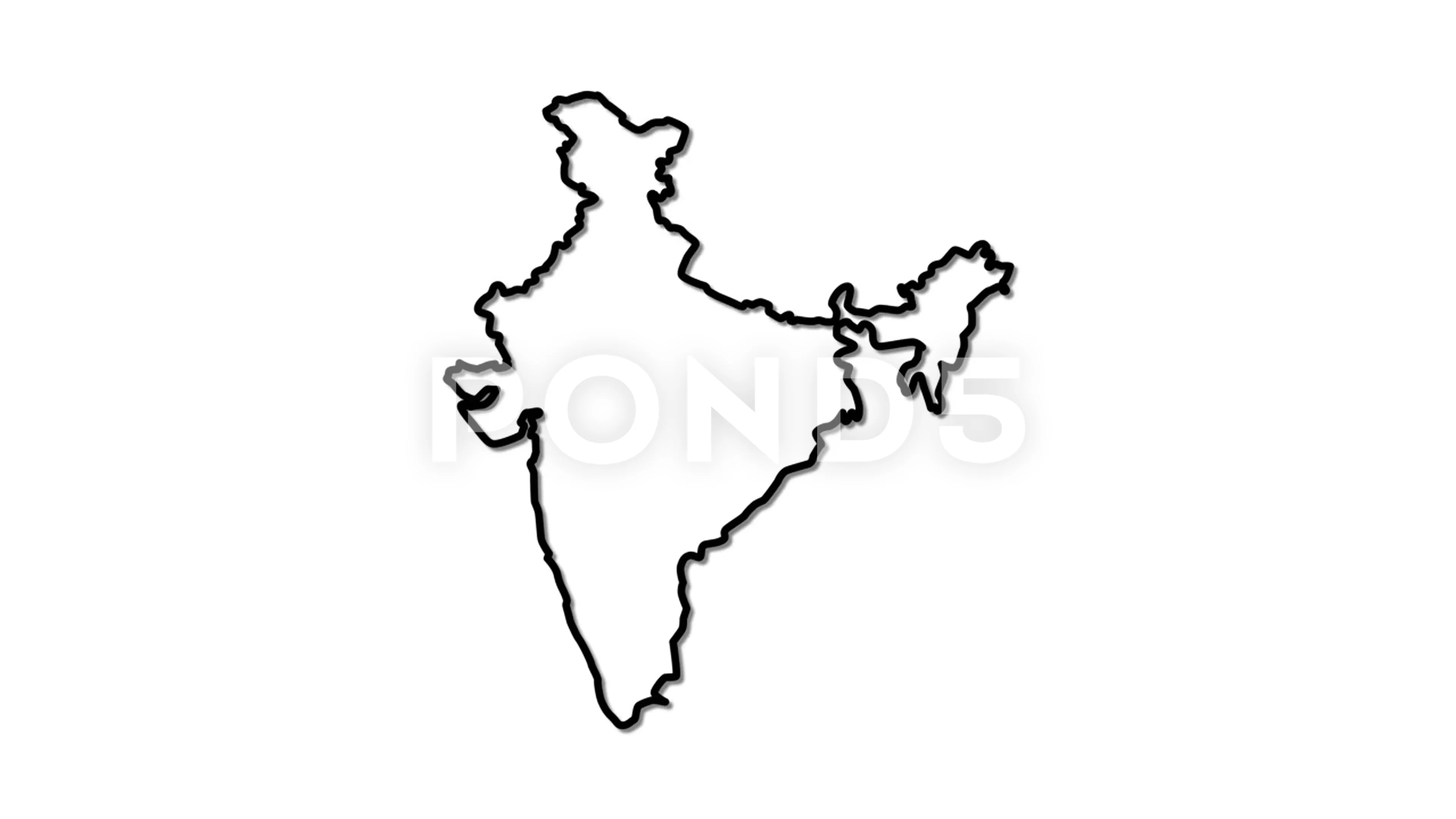 Political India Map Outline stencil for drawing Geography Multicolored,Size  19x15 cm
