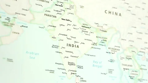 India on a Map (with Defocus) Stock Footage 89715546