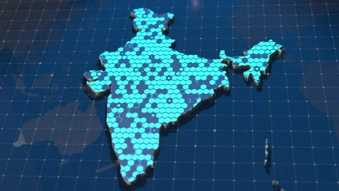 India Map Digital Network Cybersecurity Hex Data Zones Stock Footage 310946004