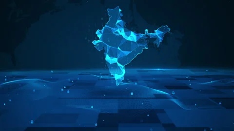 India Map Digital Number Code Business Security Technology Background Stock-Footage 339046659