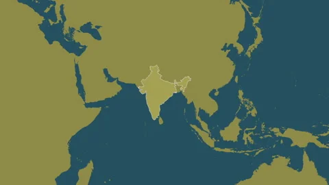 India map - extract. Border. Pattern. Labels Stock Footage 177063884