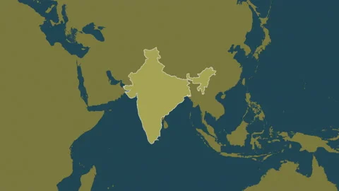 India map - extract. Border. Pattern. Labels Stock Footage 220843232