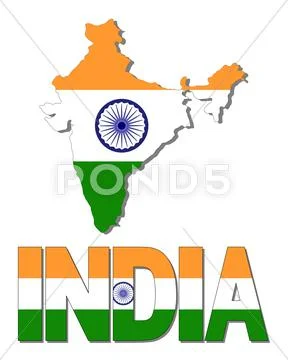 India map flag and text illustration Stock Illustration