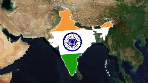India Map with flag animation, Map India Stock Footage 309376731