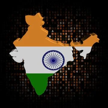India map flag on hex code illustration Stock Illustration