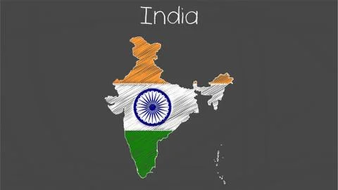 India map-flag illustration Stock Illustration
