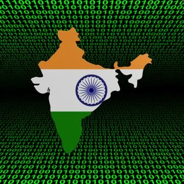 India map flag over binary background illustration Stock Illustration