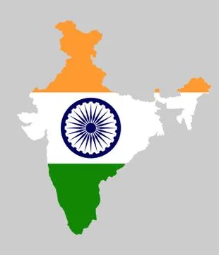 India map flag vector silhouette illustration isolated Иллюстрация