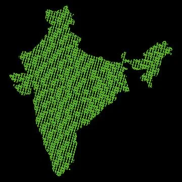 India map with green binary code illustration イラスト素材