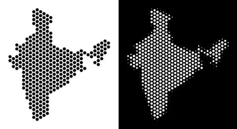 India Map Hex Tile Scheme Stock Illustration