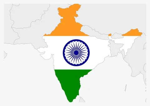 India map highlighted in India flag colors イラスト素材