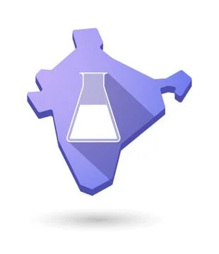 India map icon with a chemical test tube Stock Illustration