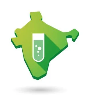 India map icon with a chemical test tube Stock Illustration