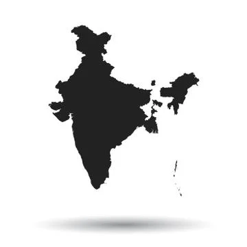 India map icon. Flat vector illustration. India sign symbol with shadow on wh Stock Illustration