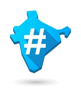 India map icon with a hash tag Stock Illustration