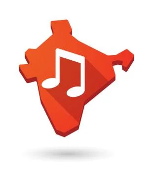 India map icon with a note music Stock Illustration