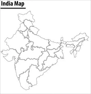 India map illustration vector detailed india map with regions Stock Illustration