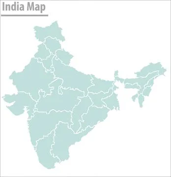 India map illustration vector detailed india map with regions Stock Illustration