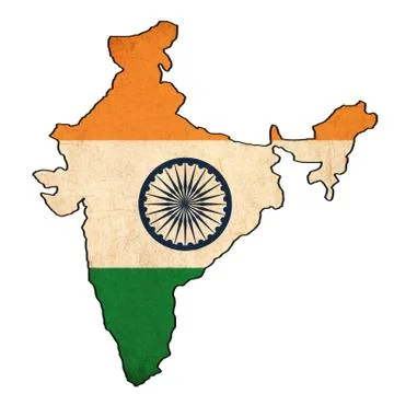 India map on india flag drawing ,grunge and retro flag series Stock Illustration