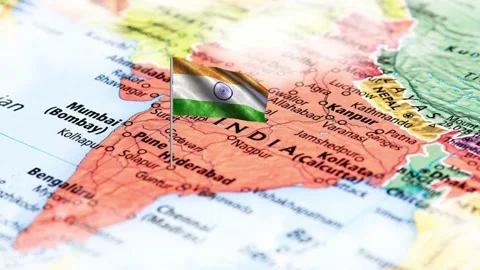 India Map With India Flag | Stock Video | Pond5