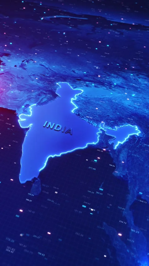 India map with Indian flag Abstract world map animation pointers. pins Stock Footage 317595689
