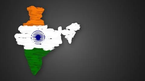 India map isolated Indian flag colors painted with a brush stroke イラスト素材