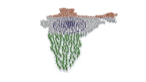 India map made by people Stock Footage