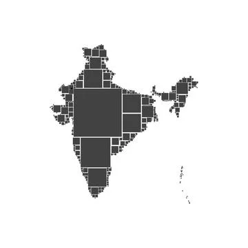India map made of squares. Geometric map of India designed with golden ratio Stock Illustration