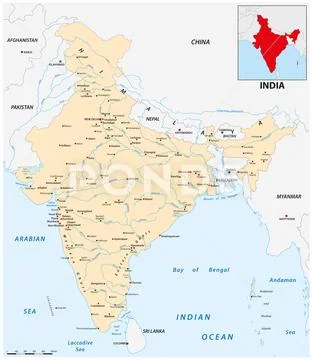 India map with the main cities ~ Clip Art #268202591